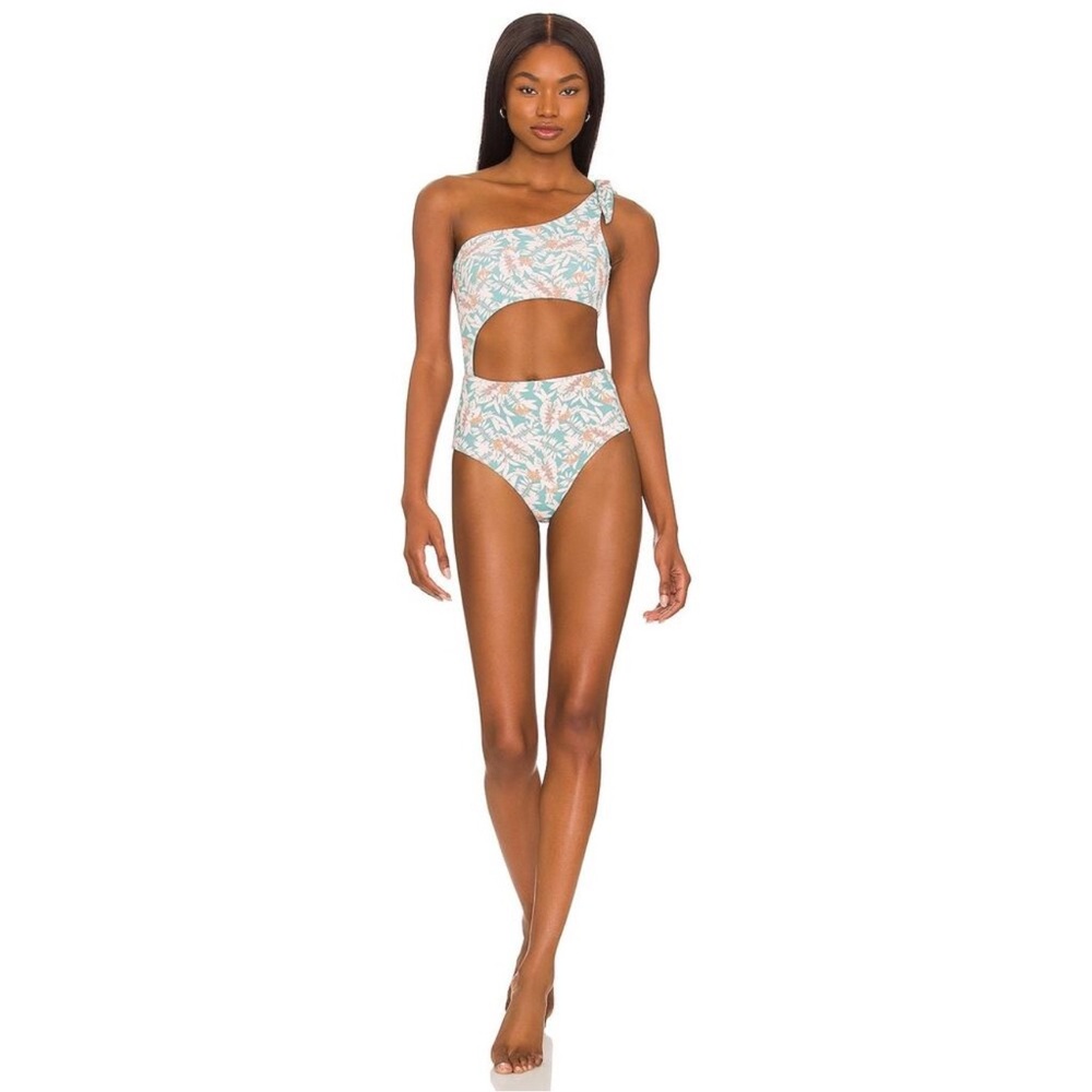 Tropical One-Shoulder Cutout Swimsuit